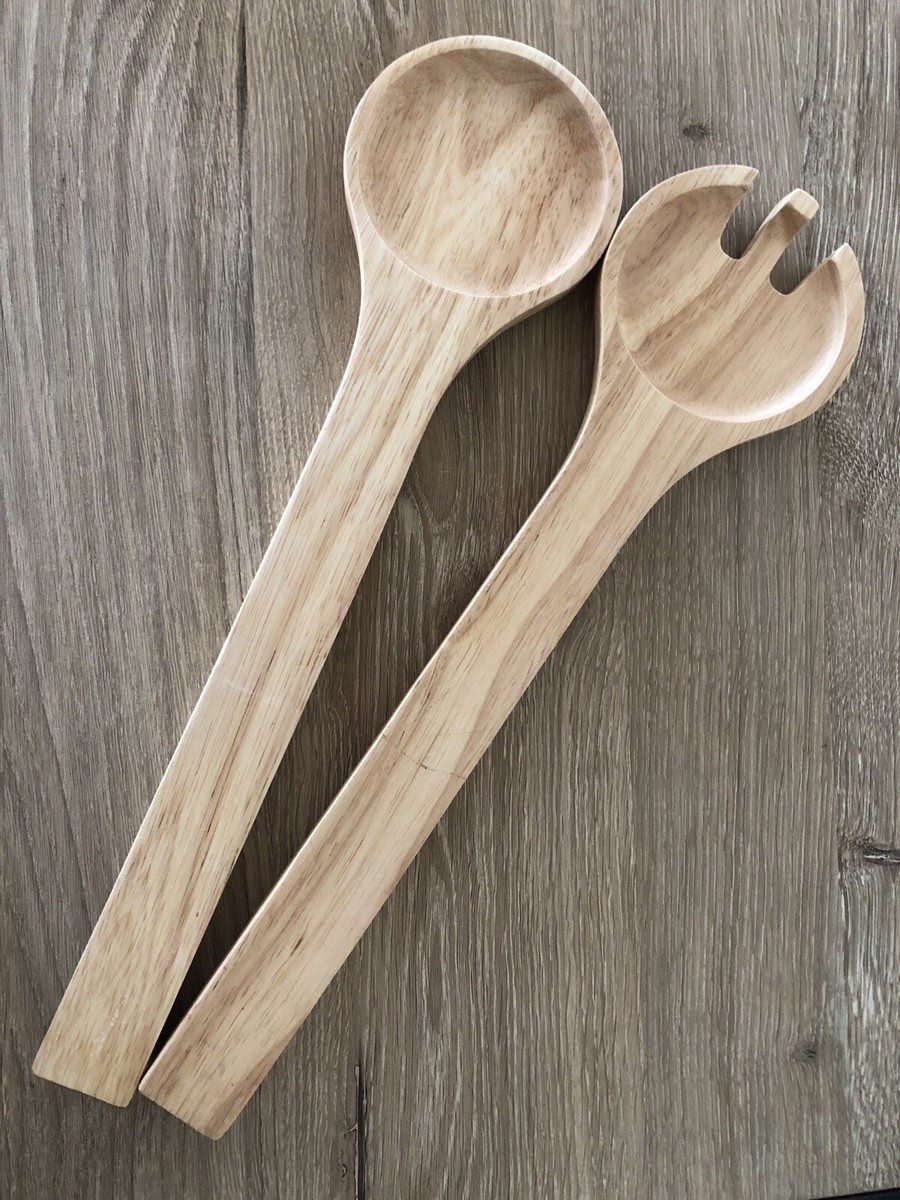 Dansk Light Wood Salad Servers Set Of Two Wooden Salad Fork And