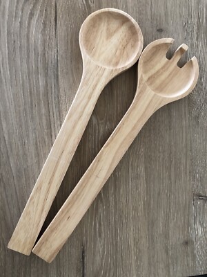 Dansk Light Wood Salad Servers Set Of Two Wooden Salad Fork And Spoon  Classic