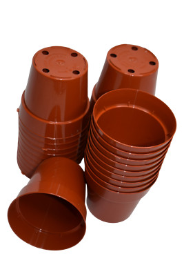 3'' Brown Hard Plastic Nursery Pots (set of 80) Greenhouse Flower succulent- KOBA