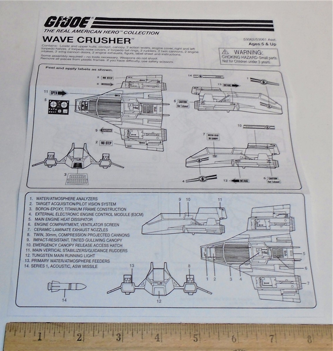 JOE CRUSHER パンフレット G I JOE Blue Print Blueprint / Instruction Sheet 2001 Wave