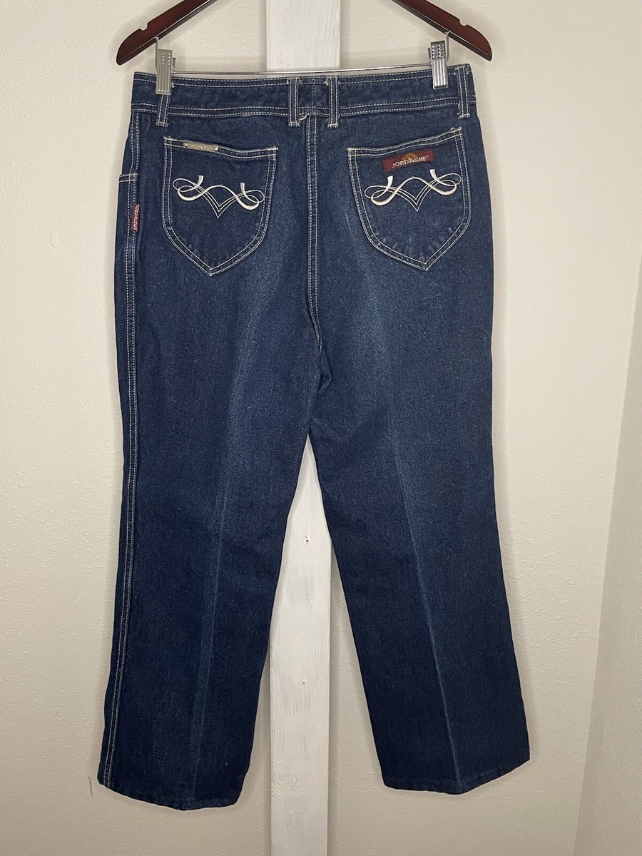 Vintage 80s Jordache Dark Denim Jeans Embroidered Horse Mens 34 L