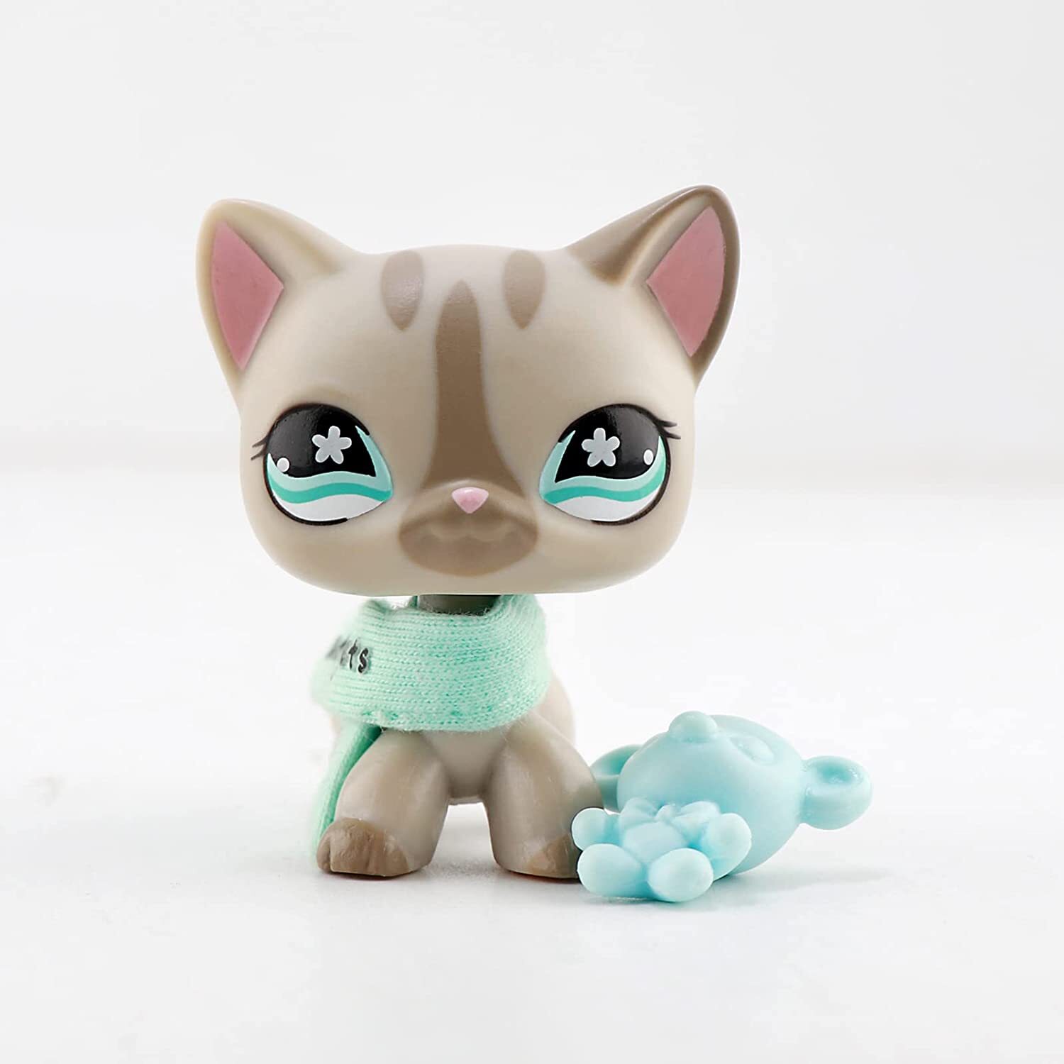 Pet Shop lps Pet Cat 468,lps Gray Cat with Blue Flower Eyes with lps