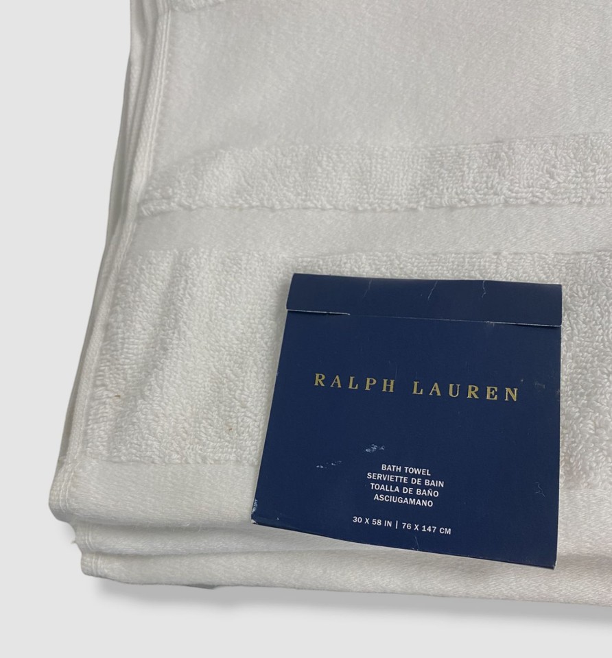 Ralph Lauren White Wilton Solid Cotton Terry Bathroom Bath Towel Size