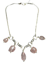 COLLANA in argento 925  pietre  QUARZO ROSA   - gioiello