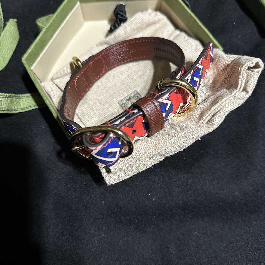GUCCI Dog Collar Multi color Leather 9.44"12.20" XS Size W/Box F/S