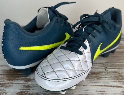 Nike Tiempo Legend Soccer Cleats White/Teal/Yellow 630860-133 Women s Size 5.5