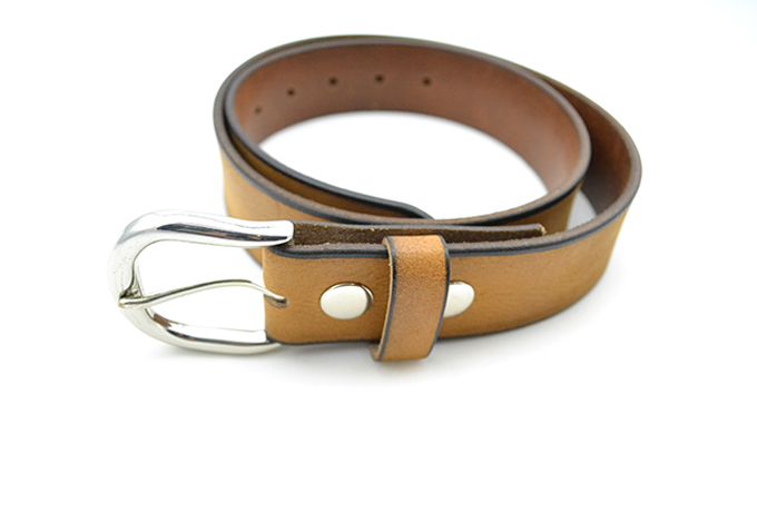 Leather Belt Tan Color With Changeable Buckle Solid Leather Strap-image