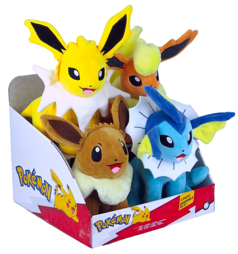 Pokemon 10" Peluche Paquete de 4 Eevee Jolteon Flareon Vaporeon Jazwares Nuevo RARO - Imagen 2 de 4