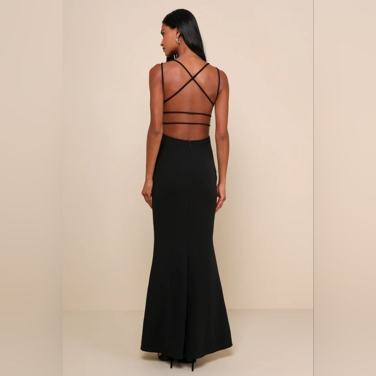 all this allure black strappy backless mermaid maxi dress Milani Black Backless Cowl Neck Fishtail Maxi Dress  Club L London