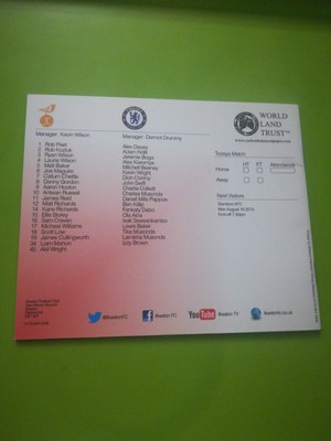 Ilkeston v Chelsea pre season friendly football programme. 30.7.2013