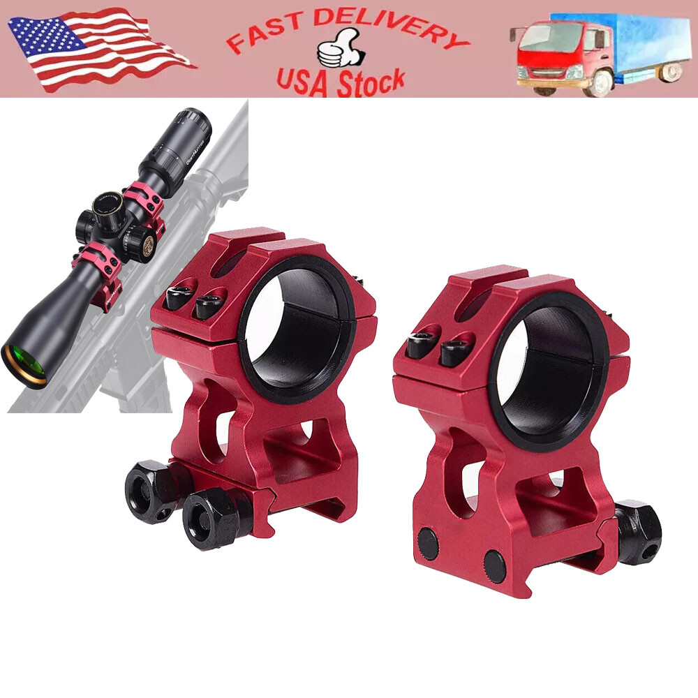 2pcs Pcatinny Picatinny Scope Rings for 25.4mm & 30mm Riflescopes Red Durable Universal Mounts for Rifle Accessories Secure Fit Enhanced Aim Red Finish