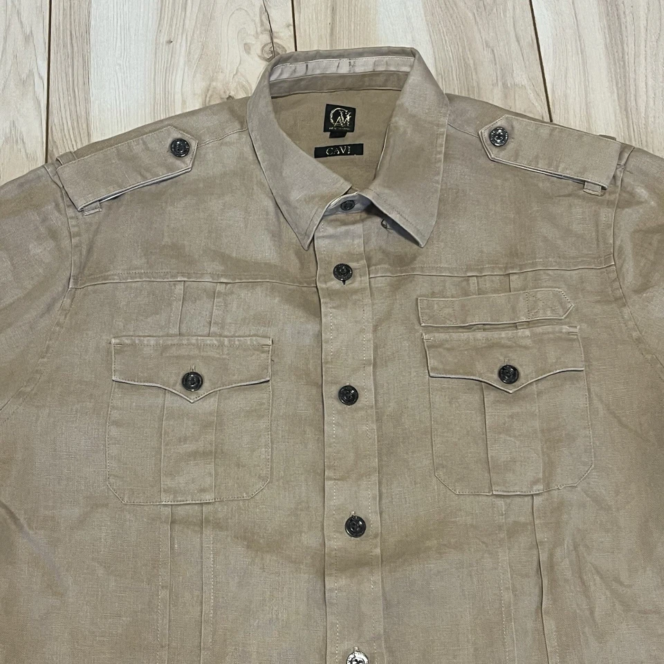 Camisa CAVI Manga Corta 100% Lino Beige Hombre Talla L Grande Foto 2 de 4