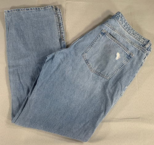 H&M Bootcut Jeans Womens 34x28 Light Wash Side Slit Distressed Y2K Denim NWT