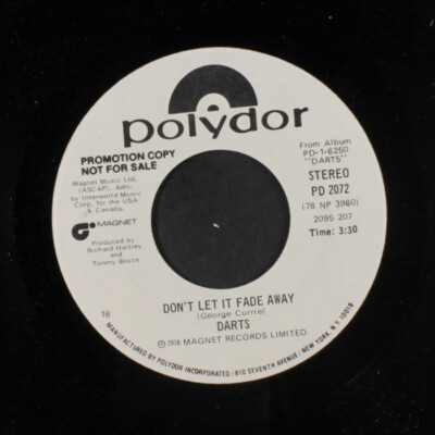 DARTS: don't let it fade away / mono POLYDOR 7'' Single 45 RPM