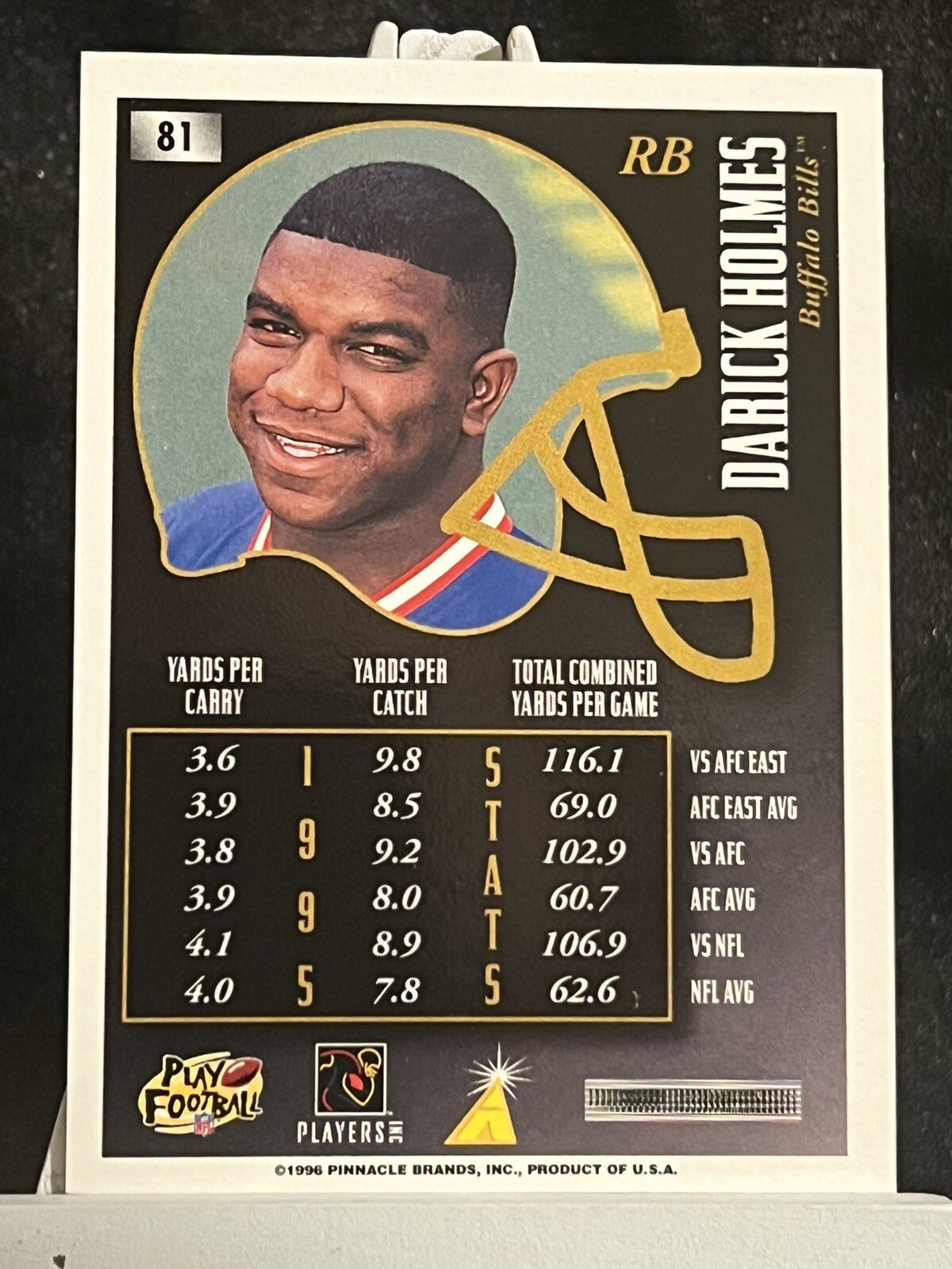 1996 Pinnacle Summit Darick Holmes 81 Buffalo Bills Football NFL Card