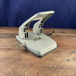 FOOTHILL 2-HOLE HEAVY DUTY PAPER PUNCH GRAY METAL - GREAT CONDITION