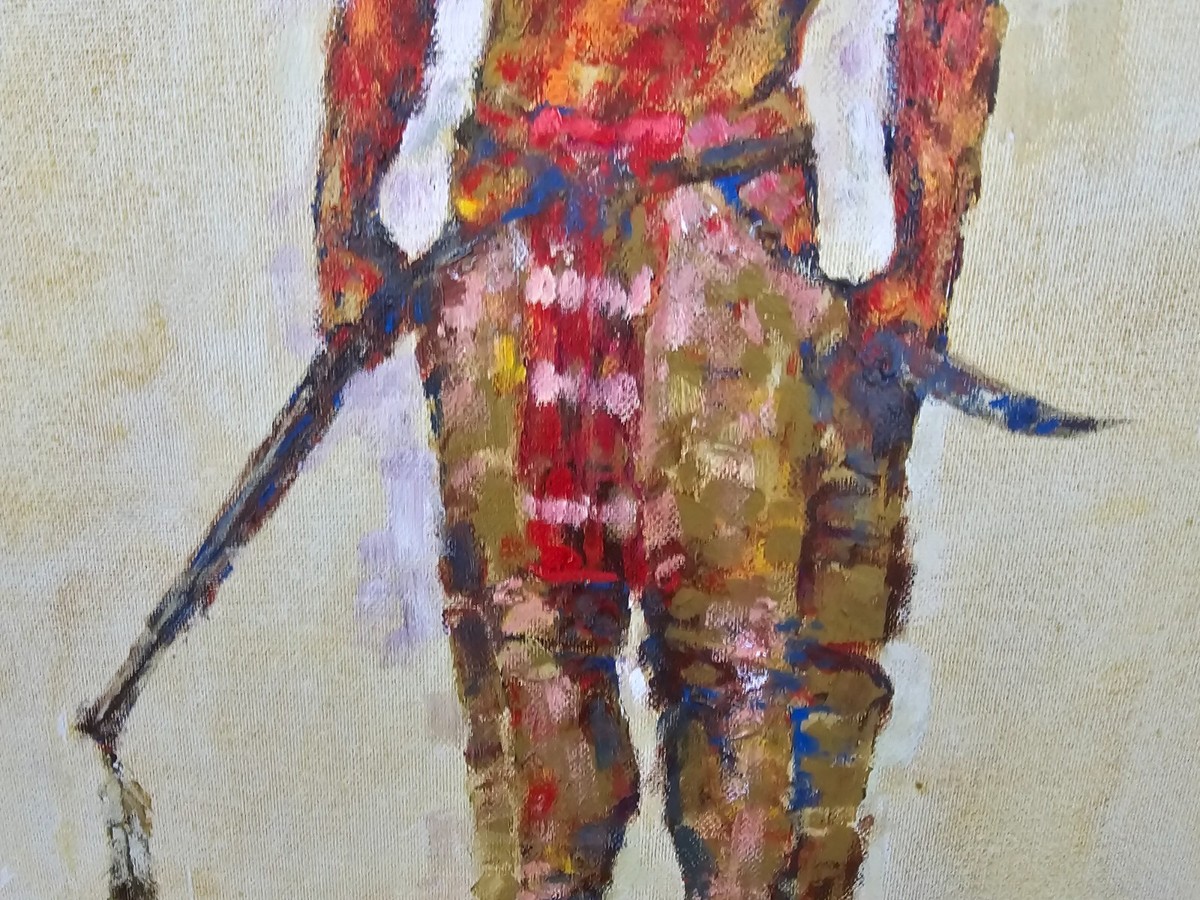 2 Original Native American Indian & Western Cowboy Art Painting