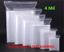 Clear Zip Seal Plastic Bags Heavy Duty 4Mil Reclosable Top Lock Zipper Baggies