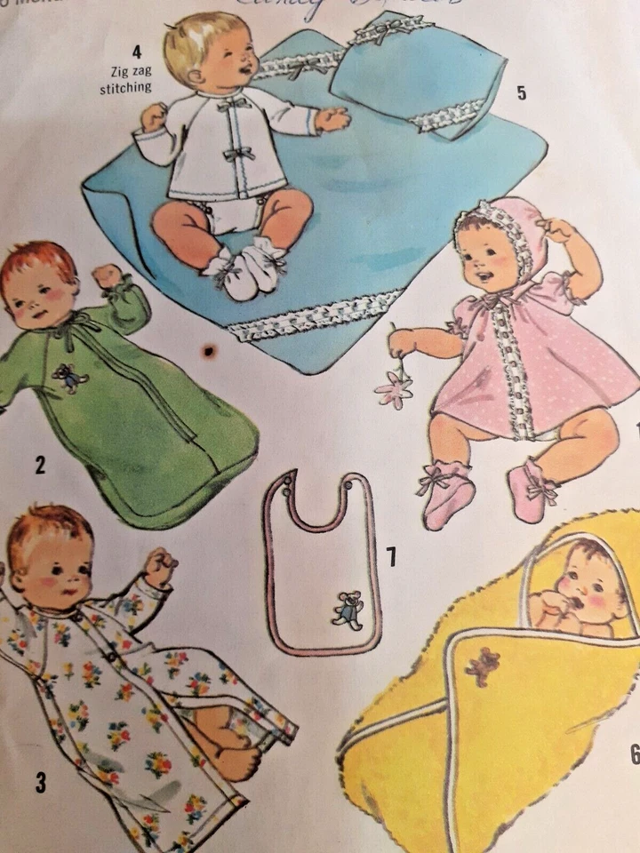 Layette 6M Infants Simplicity 6907 Sewing Pattern Sleeper Blanket Panties + Cut - Image 2 of 4