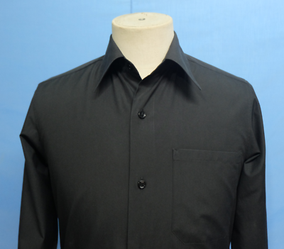 Agnes b Homme Solid Black Cotton Men's Shirt L/S Missing Tag Agnes b Homme Solid Black Cotton Men's Shirt L/S Missing Tag
