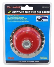 CAL-HAWK 4" Twisted Knot Type Fine Wire Cup Brush for 5/8" Arbor 