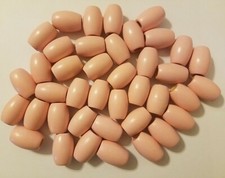 Lot of 40 Pink Wood Oval Oblong Macrame Plant Hanger Craft Beads 1-1/4" 32mm