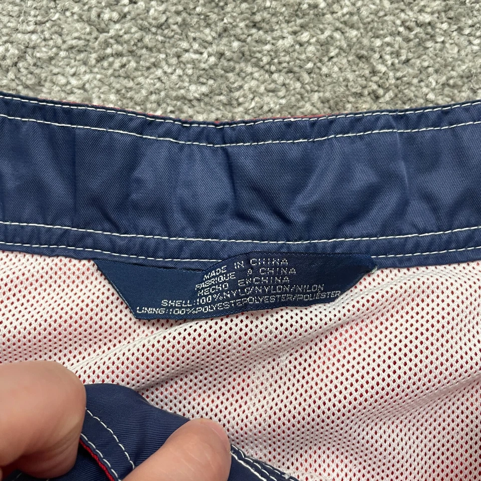 VINTAGE Tommy Hilfiger Pantalones Cortos Adulto Grande Rojo Forrado Bañador Años 90 7 pulgadas Para Hombre Foto 3 de 4