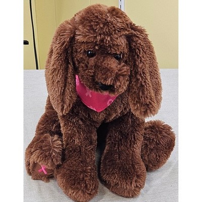 Gund Macys 12'' Brown Dog Plush Breast Cancer Awareness Pink Ribbon 070686