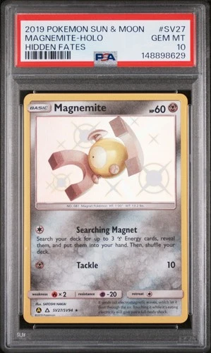 2019 POKEMON SUN & MOON HIDDEN FATES #SV27 MAGNEMITE-HOLO PSA 10