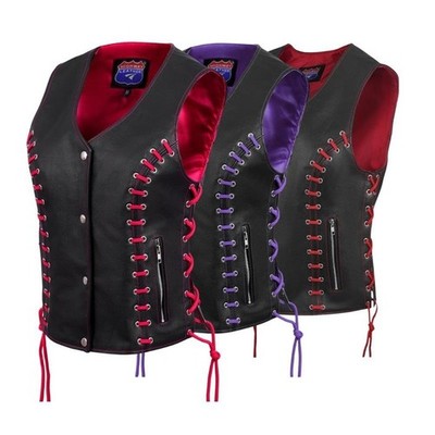 HL14859TEYELET WOMEN SIDE LACE VEST  M/O BUFFALO LEATHER