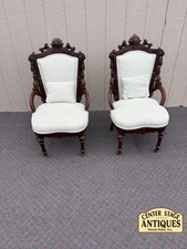 Antique Victorian Carved Mahogany Gentleman's Parlor Armchair — listing 3