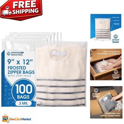 Safe and Stylish 9 X 12 3 Mil Frosted Zip Bags - 100 Count for Secure Packaging