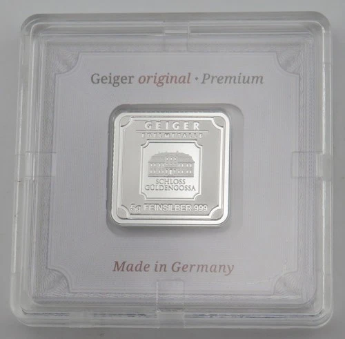 Geiger ORIGINAL Edelmetalle 5 gram .999 Silver Bar - In Assay  - Item#340