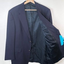 Hart Schaffner Marx Gold Button Blazer 42R Navy Blue Preppy Academic Sport Coat