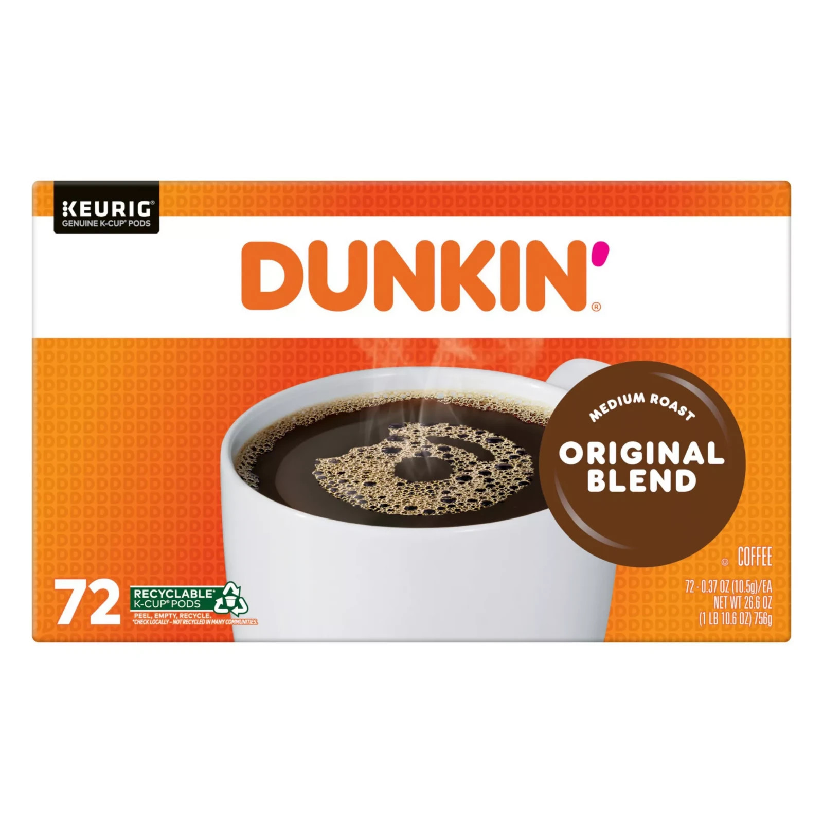 Dunkin' Donuts Medium Roast K-Cup Coffee Pods, (72 ct.) (NO SHIP  TO CA)