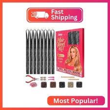 Hair Tinsel Kit, Black Tinsel Hair Extensions Fairy Hair 48 Inch with Tools