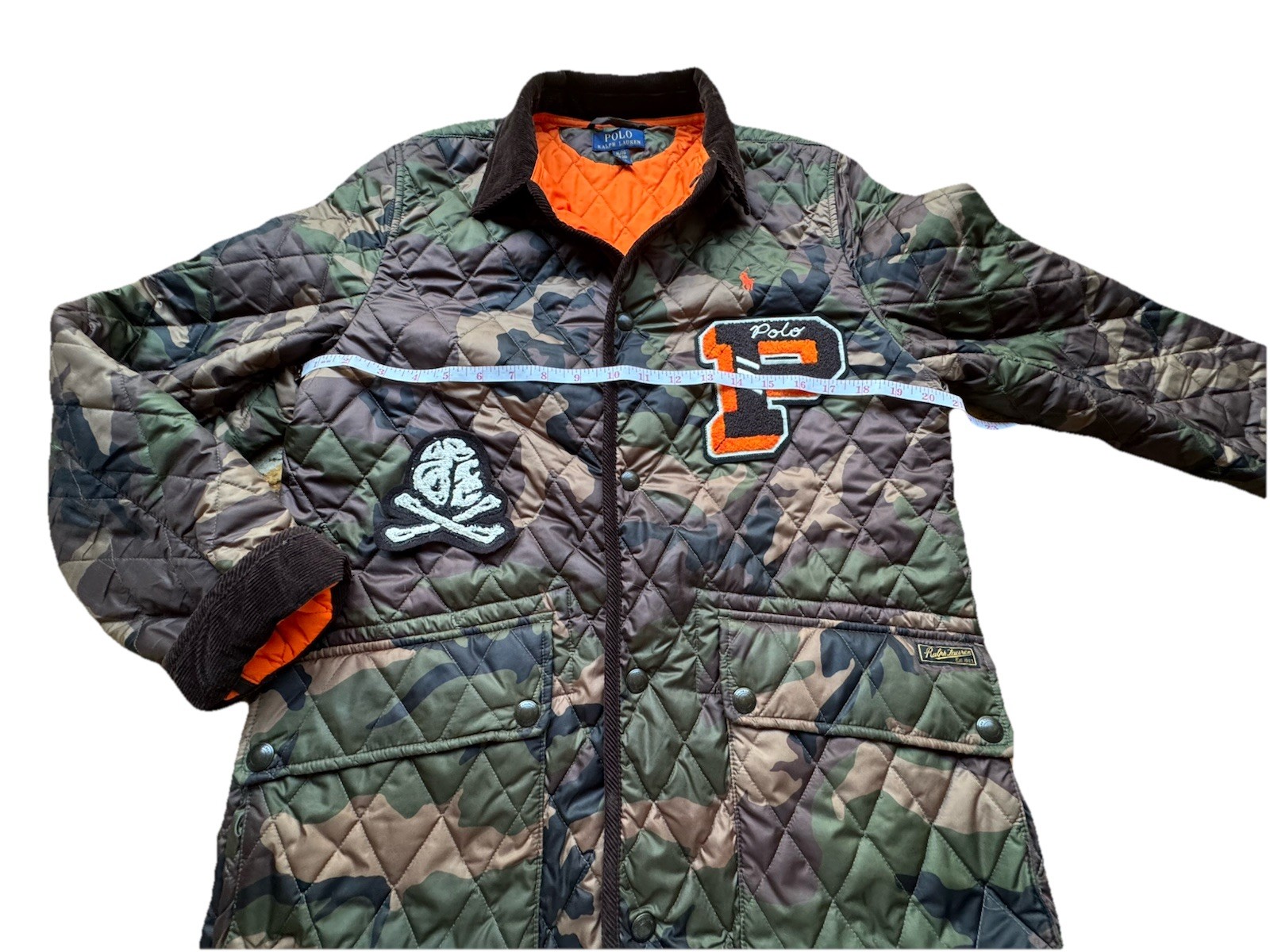 Ralph Lauren Corduroy Collar/Sleeves Camouflage/orange Hunting Jacket Mens S image 6