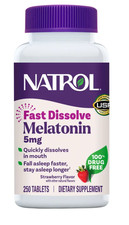 Natrol Melatonin 5mg Fast Dissolve 250 Tablets Sleep Aid Strawberry Drug Free