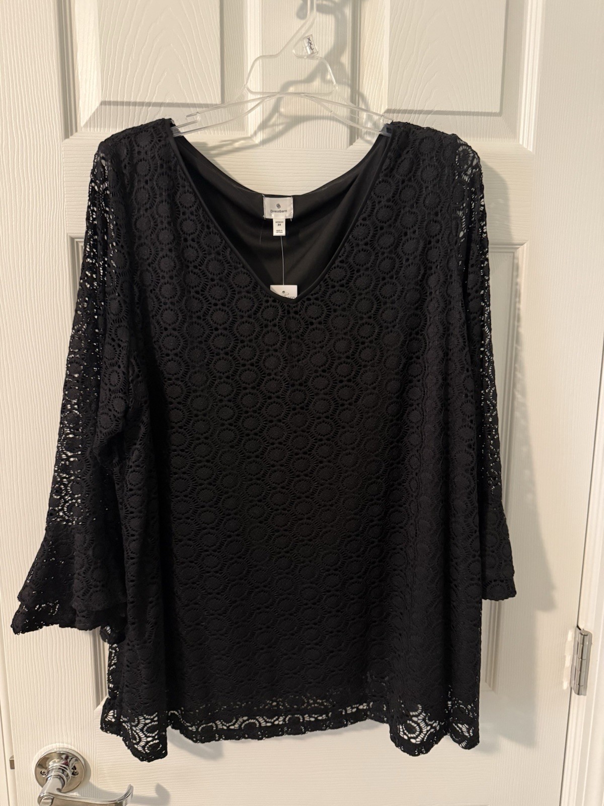 3/4 sleeve top Black Lace Size 3X