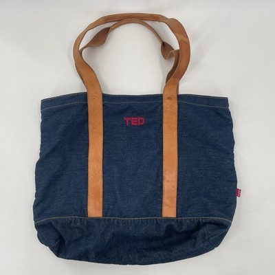 Levi s Denim Sample Tote Bag - With Leather Shoulder Straps -Ted Talk Embroidery