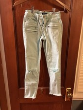 Bebe Size 25 Jeans Aqua Multi Pocket Distressed Skinny