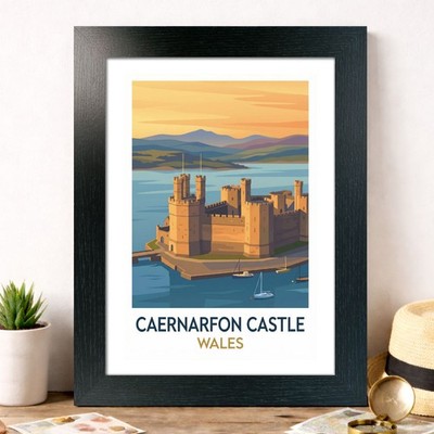 Caernarfon Castle, Wales Reise Poster Giclée Kunstdruck 71-6