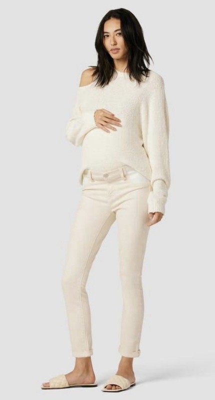 NWT Hudson Maternity Skinny Jeans Size 24 Ecru Stretch Panel Womens