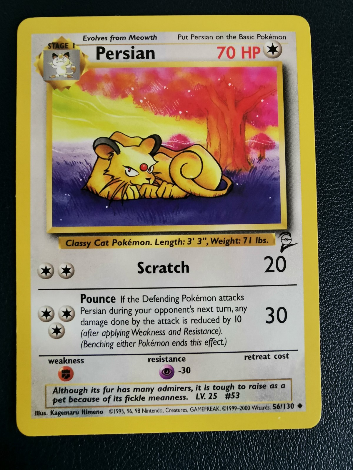 Pokemon Card Persian 56/130 Base Set 2 Uncommon WOTC