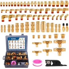 76x Brass DOT Air Brake Line Fitting Kit Connect Thread Tube Air Hose Repair Kit