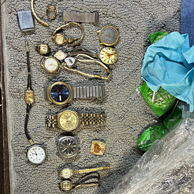 Vintage Watch Repair Lot 15+pc AS-IS Non-Working Timex Gruen Waltham Cornavin 