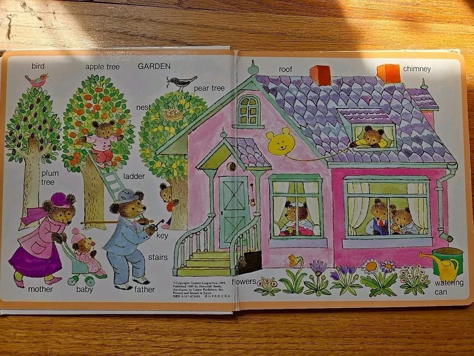 Vtg 80s Childrens Board Book "The Things In My House" Bear Family Word Book - Image 2 of 4