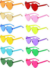 12/24/36 Pack Love Heart/Star Shaped Sunglasses,Candy Color Rimless Sunglasses,B