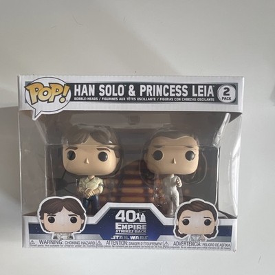 funko pop vinyl star wars han solo princess leia empire strikes back 2 pack