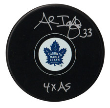 Al Iafrate Signed Maple Leafs Logo Puck w/ 4x AS Beckett Witness BAS COA
